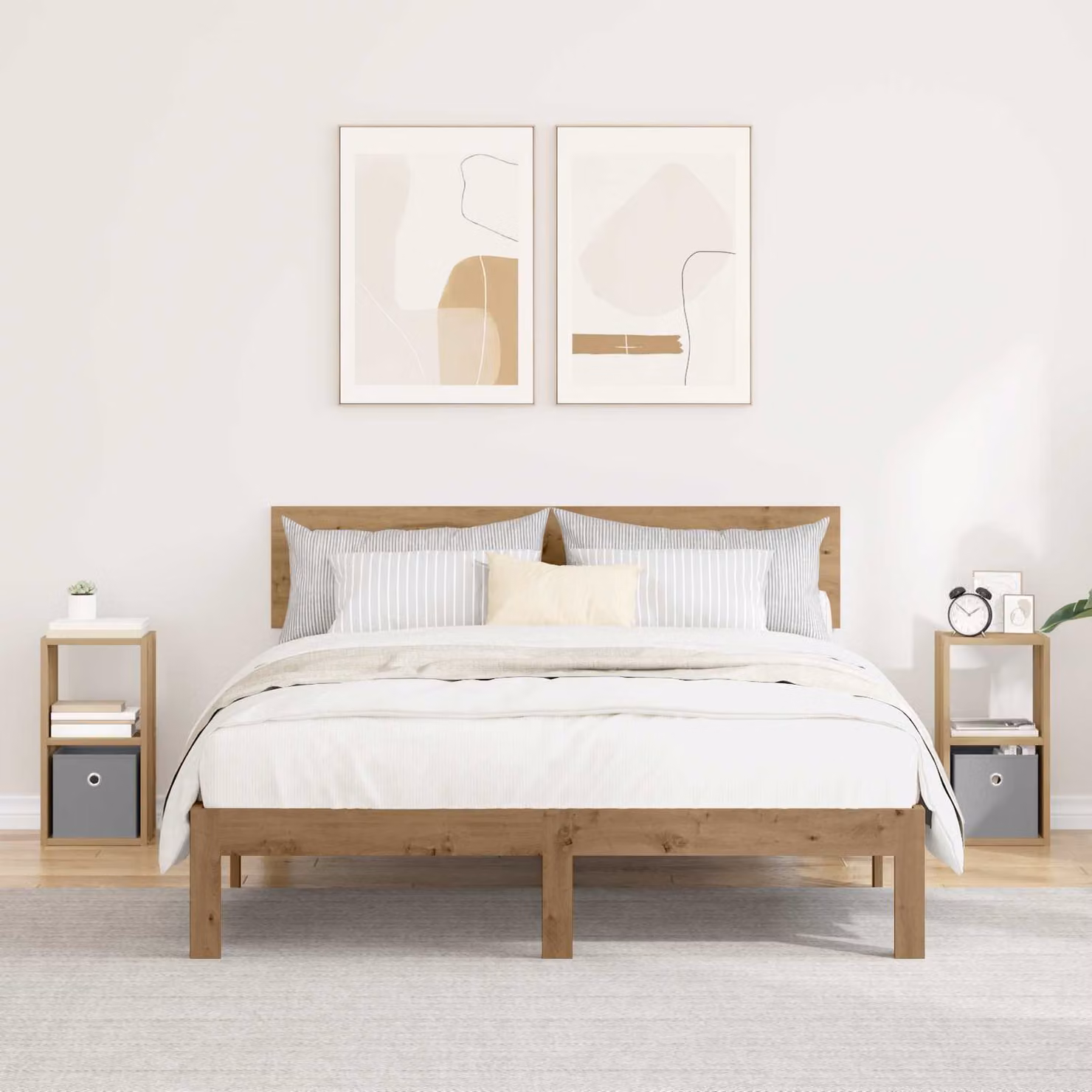 Set di 2 comodini moderni vidaXL in rovere marrone L: 25,5 cm, P: 22 cm, H: 49,5 cm