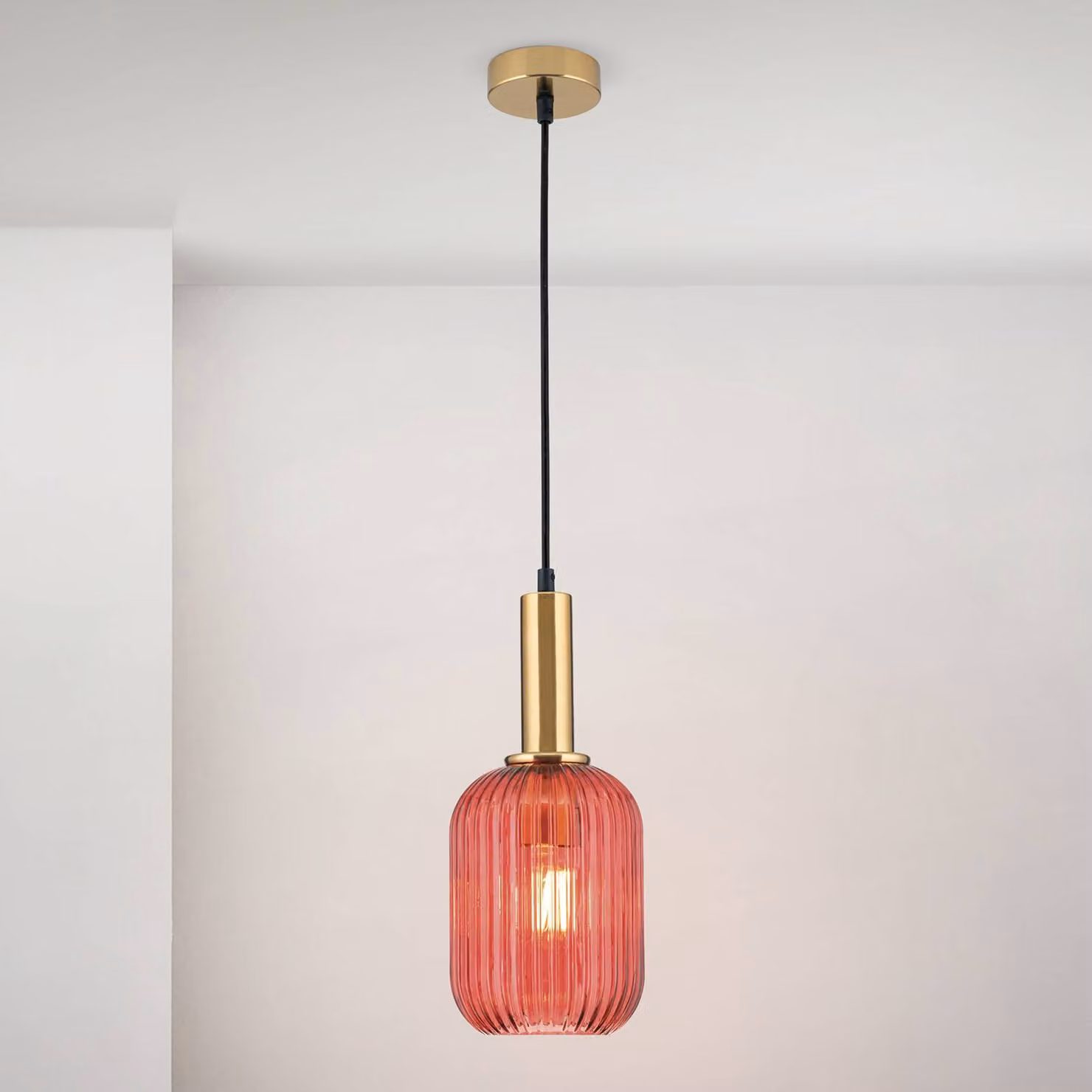 ORION Lampada a sospensione in vetro Carneval, dimmerabile, Rosso, Soggiorno / Sala da pranzo, Vetro, Lampada a sospensione