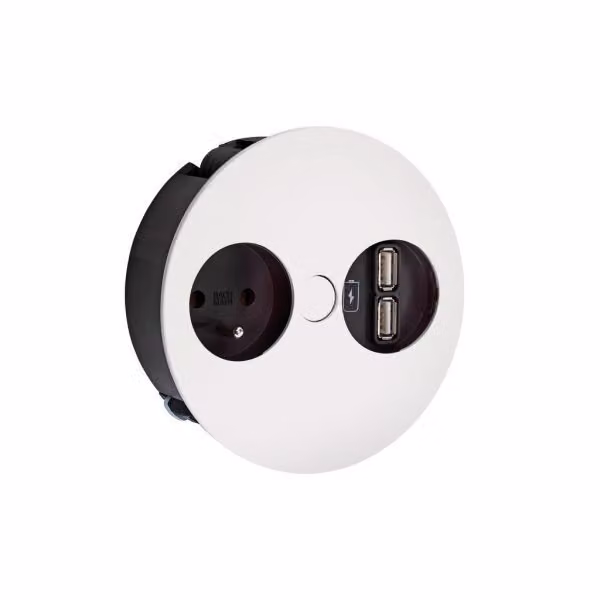 Bachmann Twist USB A, elemento di presa, con presa belga/francese, bianco opaco