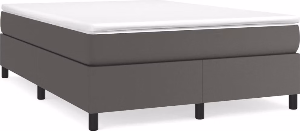 Giroletto a Molle con Materasso Grigio 160x200 cm in Pelle finta