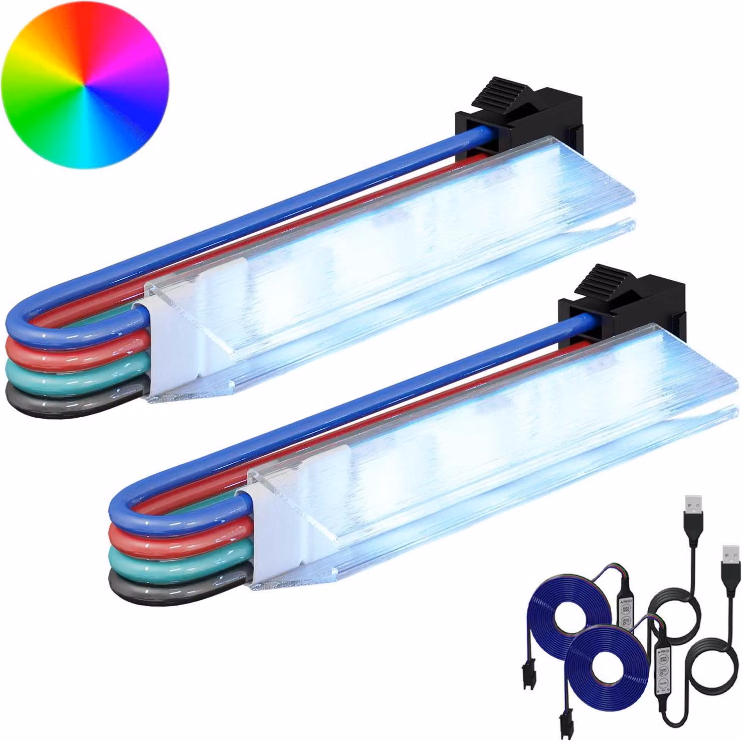 Striscia LED 2 pcs Nero e Bianco 1745 mm Rame e plastica