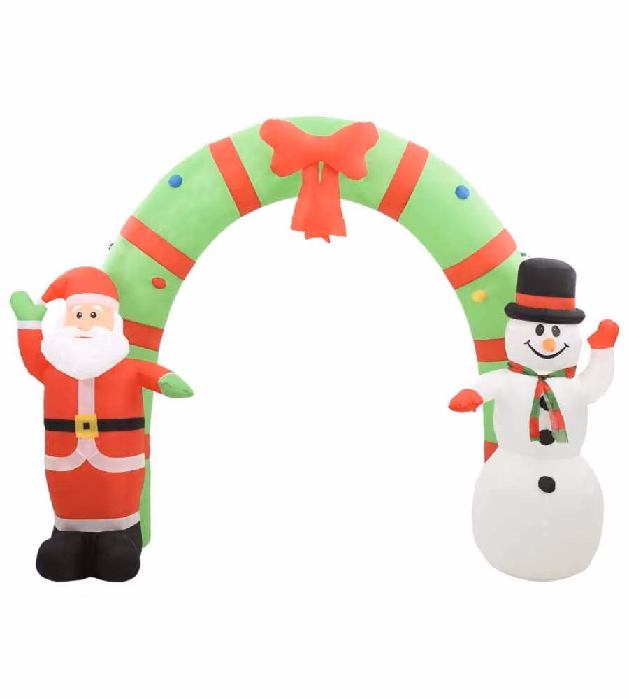 Arco gonfiabile vidaXL con Babbo Natale e pupazzo di neve, multicolore, con illuminazione LED, Altezza: 223 cm – 2