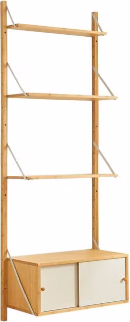 Scaffale dal design senza tempo per soggiorno/camera da letto mobiletto portaoggetti da parete in bambù 176 x 65 x 34 cm finitura naturale 03_0011294