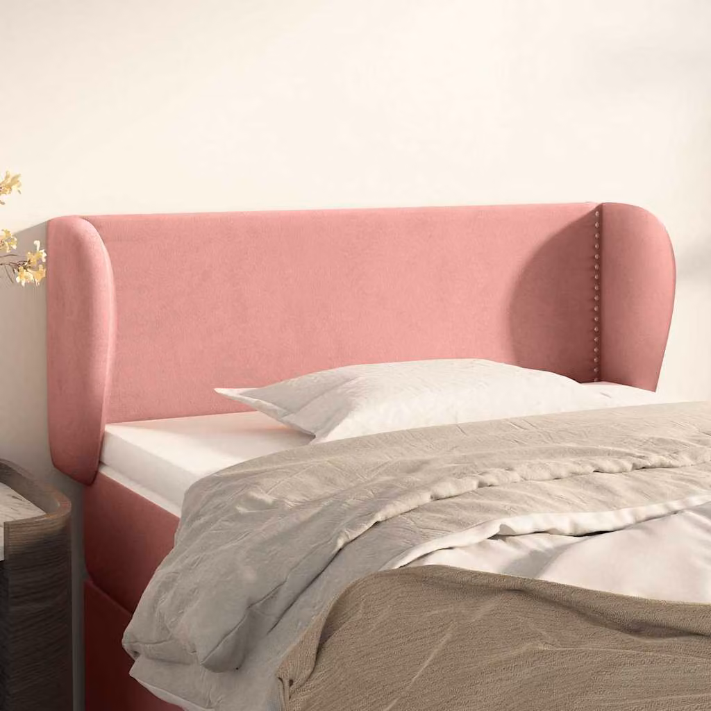Testiera ad orecchio vidaXL in velluto rosa per camera da letto L: 103 cm, P: 23 cm, H: 78-88 cm