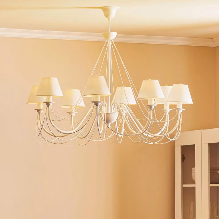 Lampadario a soffitto Bona Domiluce, dimmerabile, Bianco / Opale, Soggiorno / Sala da pranzo, Metallo, Moderno, Lampadario