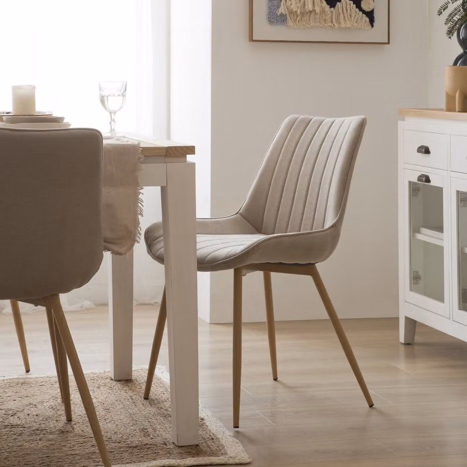 Sedia imbottita Roma Banak beige con struttura in metallo per la tua sala da pranzo – 2