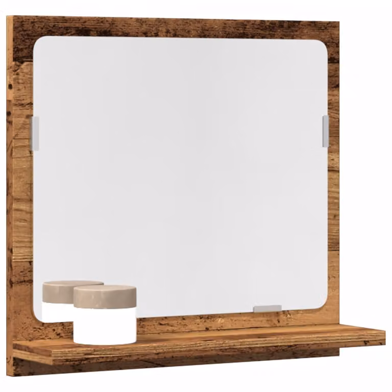 Mobile da bagno con specchio vidaXL in legno color marrone antico, L 40 cm, P 11 cm, H 37 cm