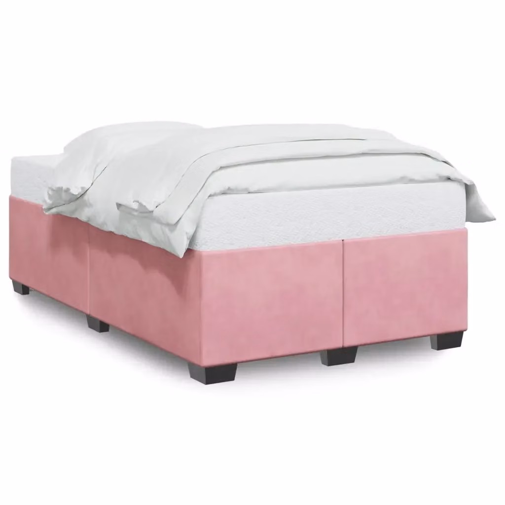 Giroletto vidaXL in velluto rosa con struttura in legno e doghe, L: 120 cm, P: 200 cm – 2