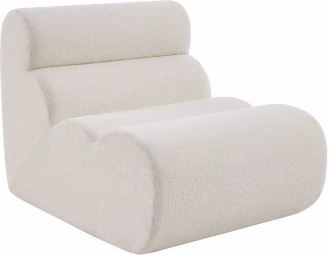 Poltrona sottovuoto e compresso bouclé testurizzata, bianco