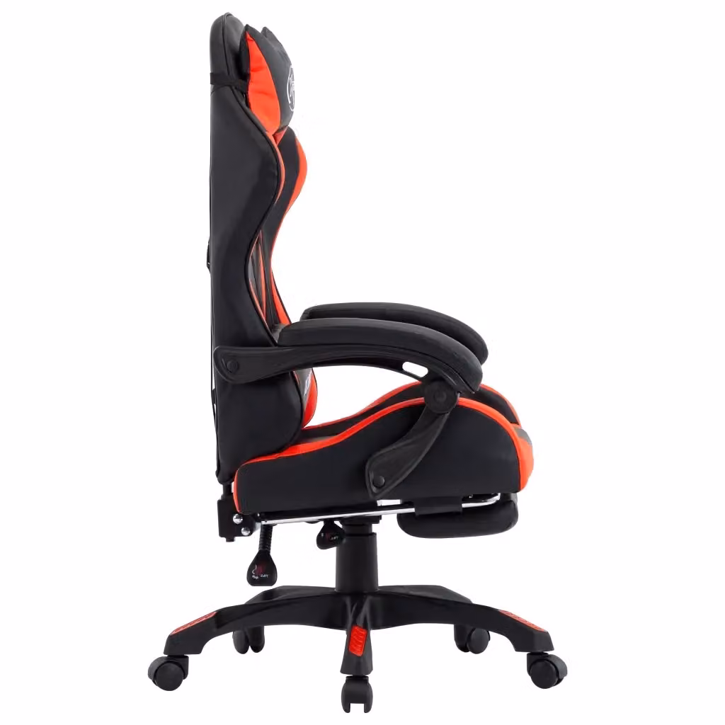 Sedia da Gaming vidaXL Rossa e Nera in Similpelle con Poggiatesta e Ruote – 2