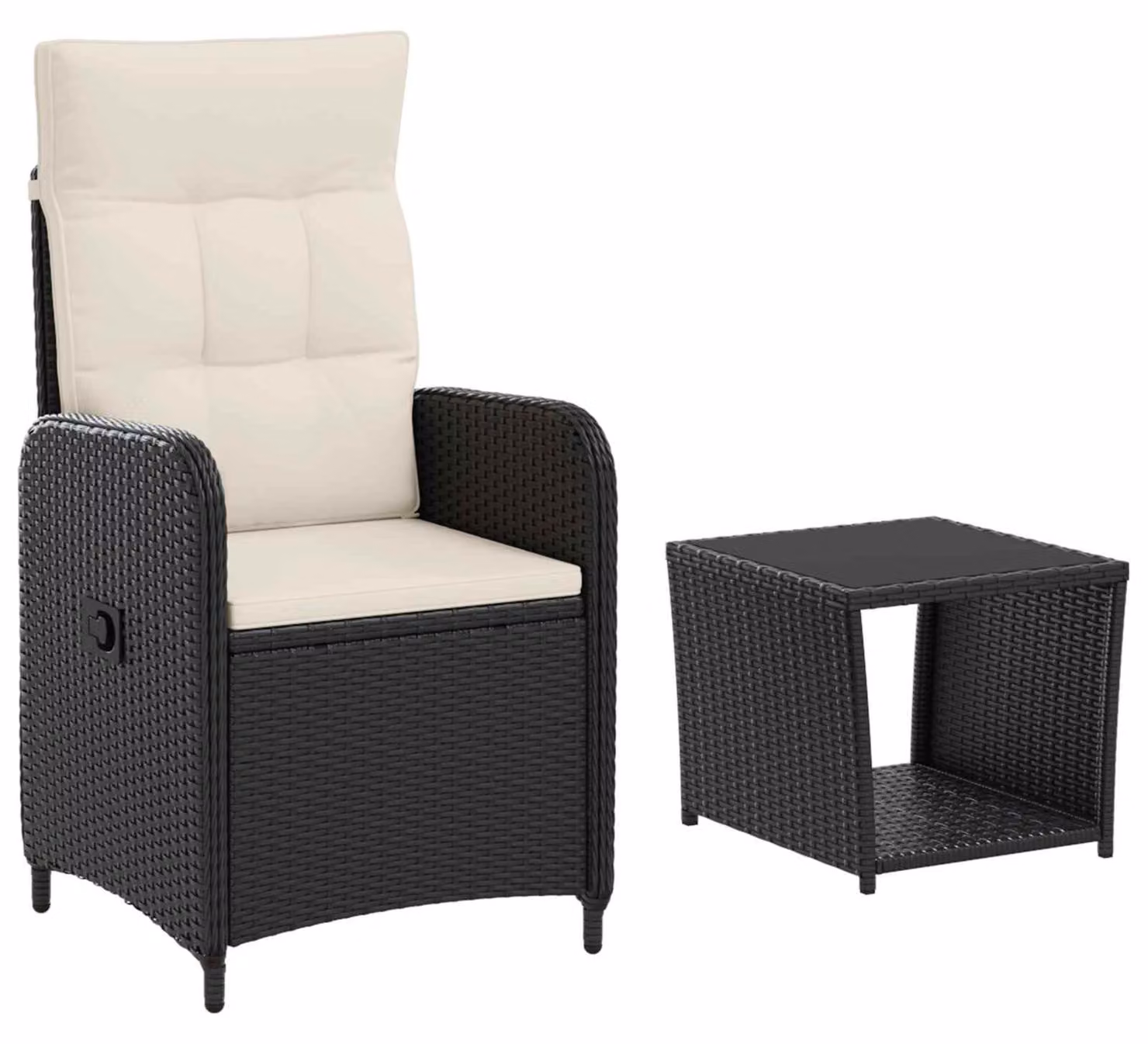 Set da salotto per giardino, composto da 2 pezzi, colore nero e crema