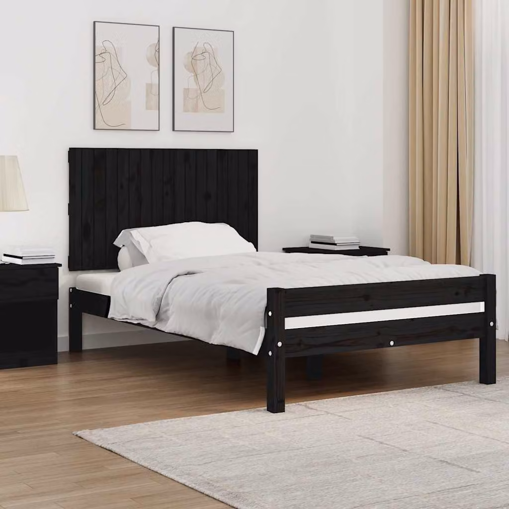 Testiera da parete vidaXL in legno massello di pino nero, L 108 x P 3 x H 60 cm