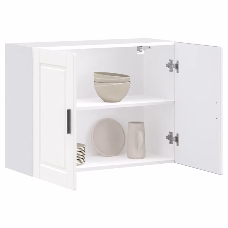 Pensile da cucina moderno vidaXL bianco in legno e MDF con ante a battente e ripiani interni L: 80 cm, H: 60 cm, P: 31 cm