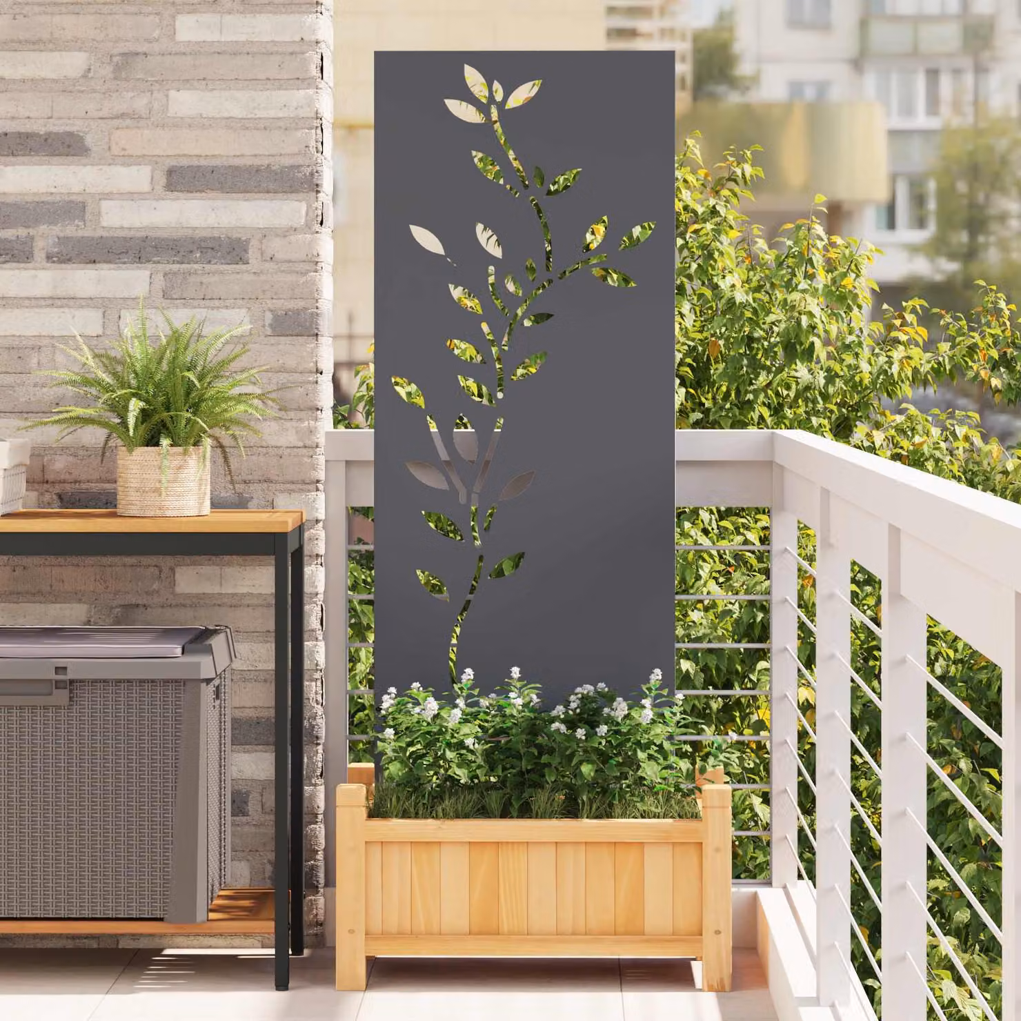 Paravento per privacy in giardino vidaXL, design Floreale, colore Antracite, L: 50 cm, H: 140 cm