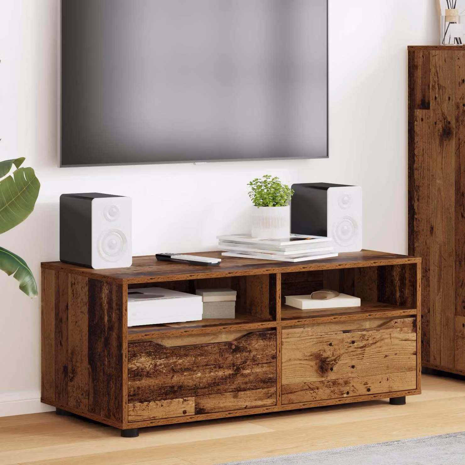 Mobile TV vidaXL in legno marrone con scomparti multimediali L/P/H: 100 x 48 x 43 cm