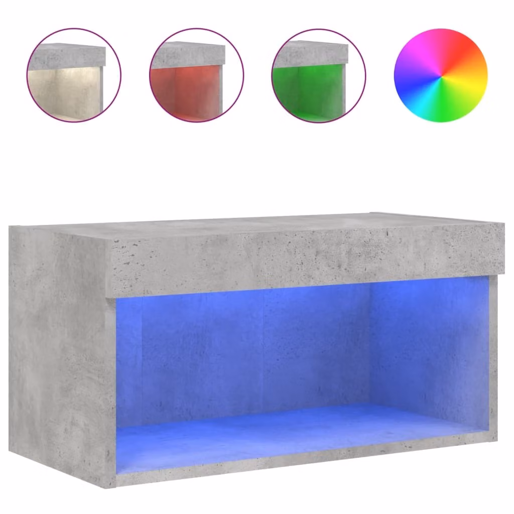 Mobile Porta TV con Luci LED Grigio Cemento 60x30x30 cm