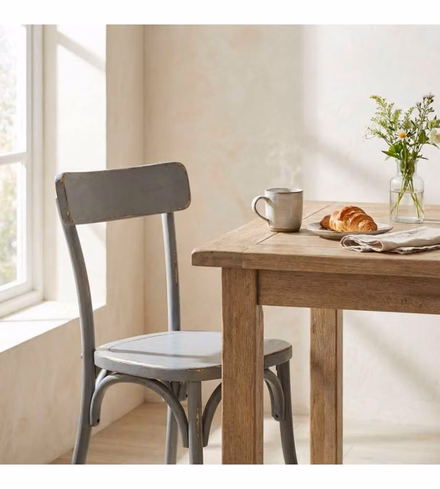 Sedia Polly Cosma in stile Shabby Chic Bianco e Grigio con struttura in legno L/P/H: 45 x 42 x 87 cm – 1