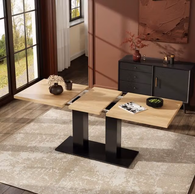 Tavolo da pranzo allungabile 140/180x70 cm in MDF con piano da 30 mm; naturale