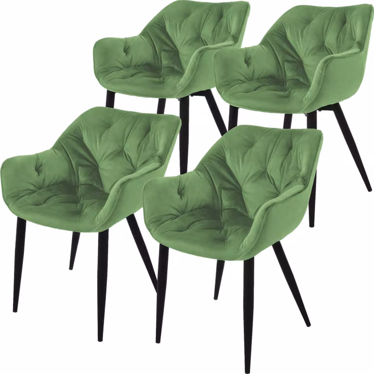 ML-Design set di 4 sedie da pranzo con schienale, salvia, in velluto