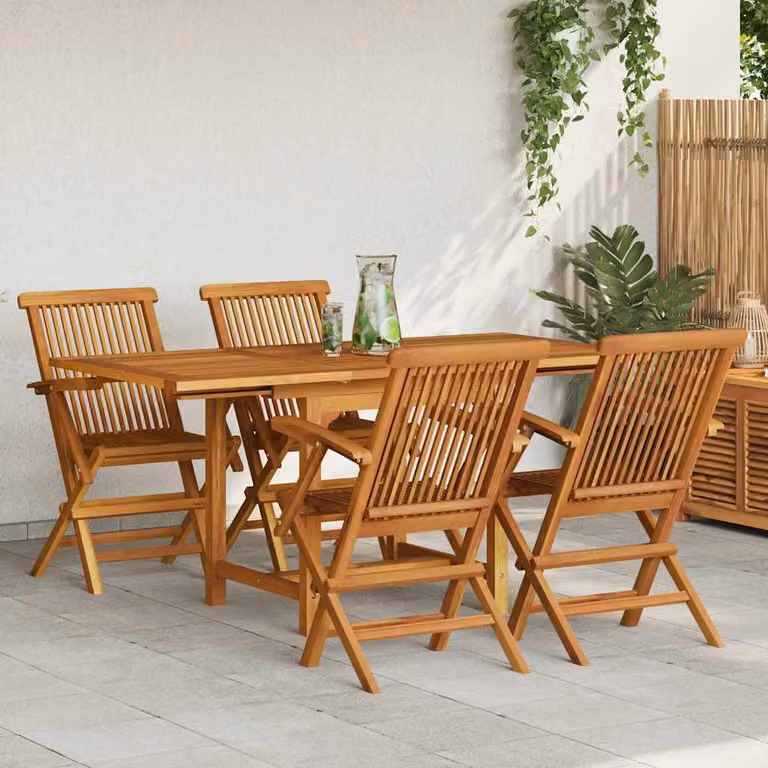 Set da pranzo da giardino vidaXL in legno di teak marrone con tavolo rettangolare estensibile e 5 sedie