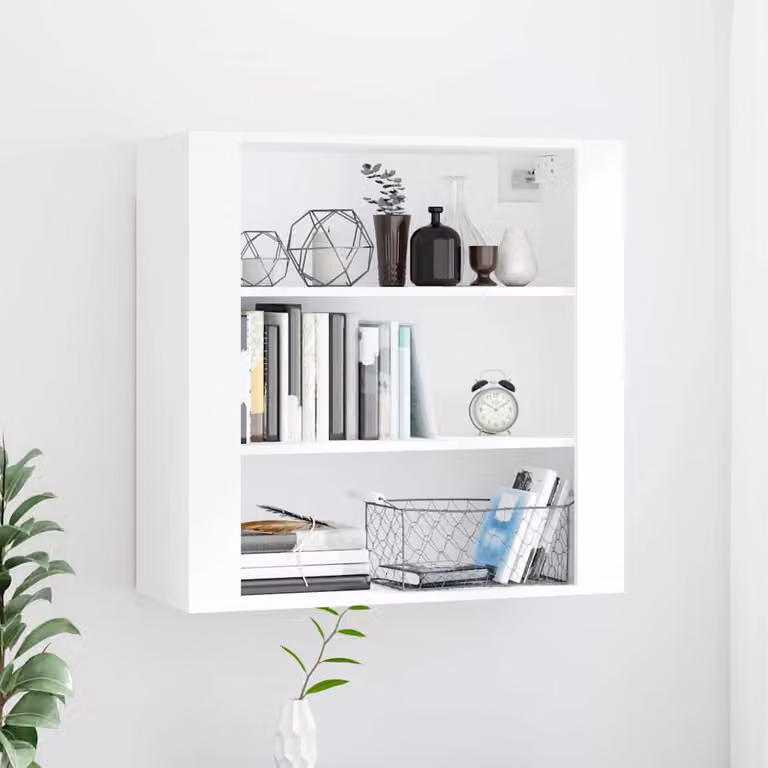 Mobile a parete vidaXL Bianco in Legno Multistrato e MDF L: 80 cm, P: 33 cm, H: 80 cm