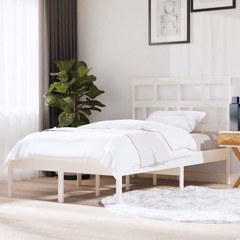 vidaXL Giroletto Bianco in Legno Massello di Pino L: 200 cm, P: 120 cm