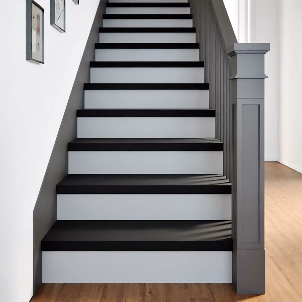 Set di 4 gradini vidaXL in legno massello di rovere, colore marrone e nero, L 80 cm x P 30 cm x H 2 cm – 1