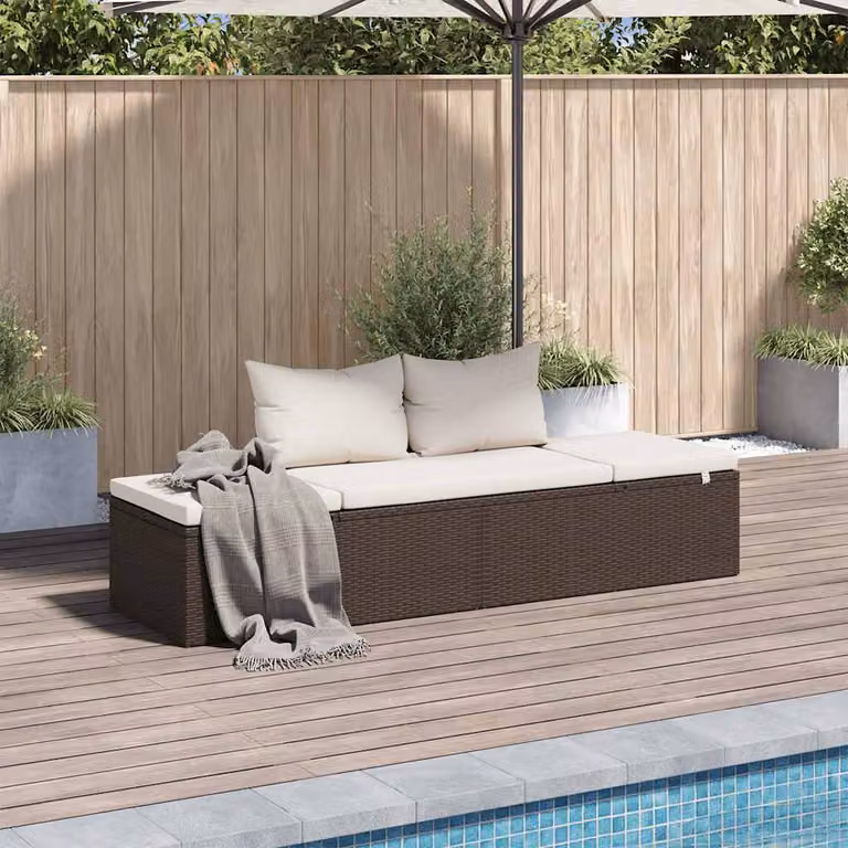 vidaXL Lettino da Giardino Moderno in Polyrattan Marrone con Cuscino Impermeabile e Poggiatesta Regolabile