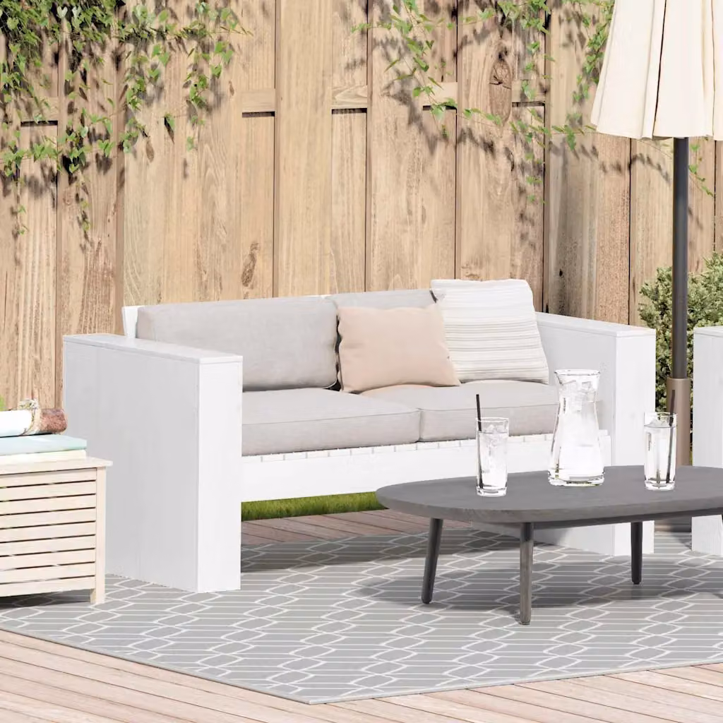 Divano da giardino vidaXL in pino massello bianco stile rustico L: 134 cm, P: 60 cm, H: 62 cm