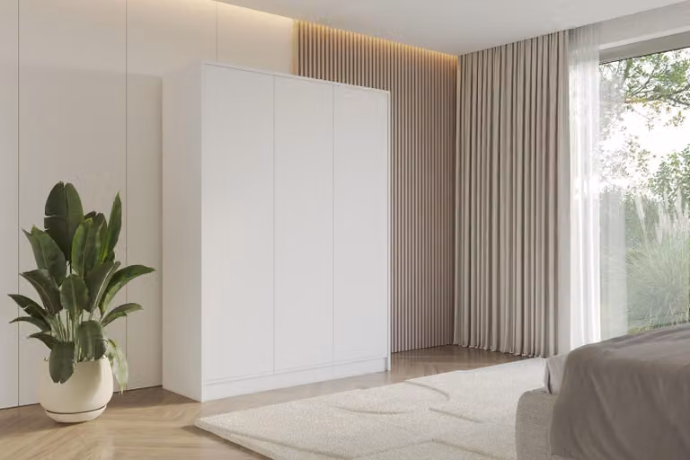 ALTDECOR Armadio GELE - 150x200x51 Bianco Armadio multiuso con moderni frontali lisci