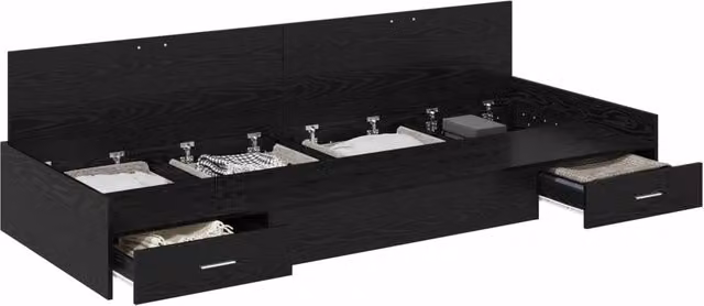 Letto singolo | Letto per adulti | Struttura del letto Rovere Nero 75 x 190 cm Legno multistrato