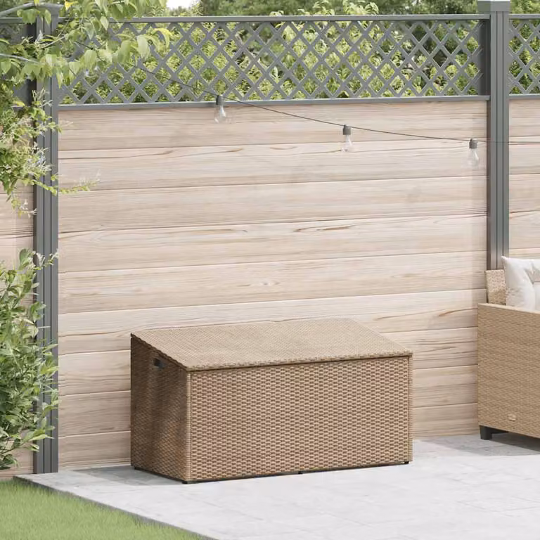 vidaXL Baule da giardino beige 110x50x58 cm in polyrattan
