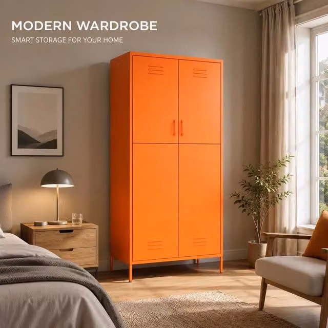 Wardrobe Orange 90x50x180 Cm Steel