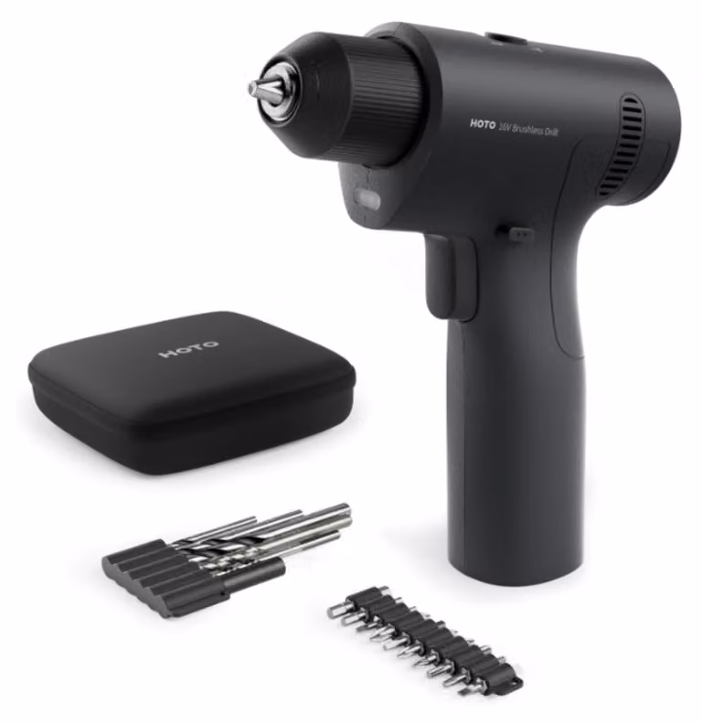 Trapano avvitatore a batteria Hoto da 16V, brushless, con porta USB-C