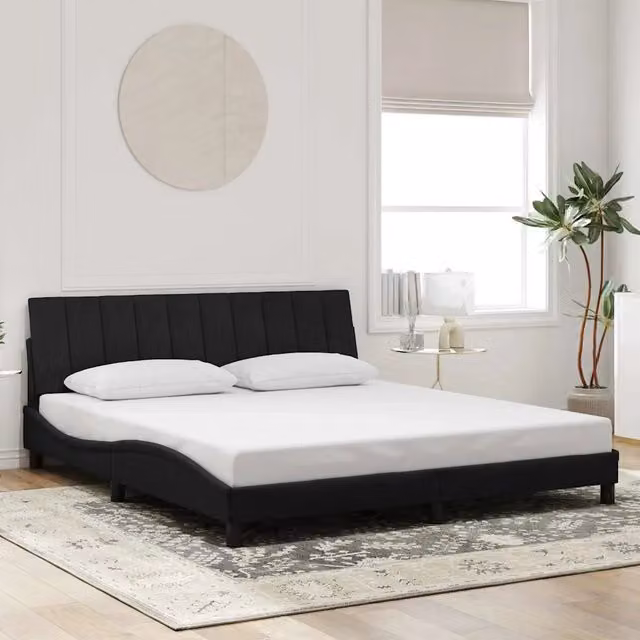 Giroletto Hanko vidaXL in Velluto Nero L/P/H: 200 x 180 x 74,5 cm