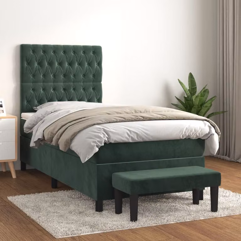 Maison Exclusive - Giroletto a Molle con Materasso Verde Scuro 90x200 cm Velluto