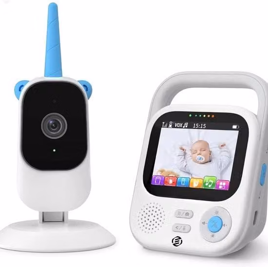 Baby Monitor Multifunzionale con Camera Indoor Audio Video, Funzione Talk-Back e Modalità Vox Eco, Batteria Ricaricabile, Bianco