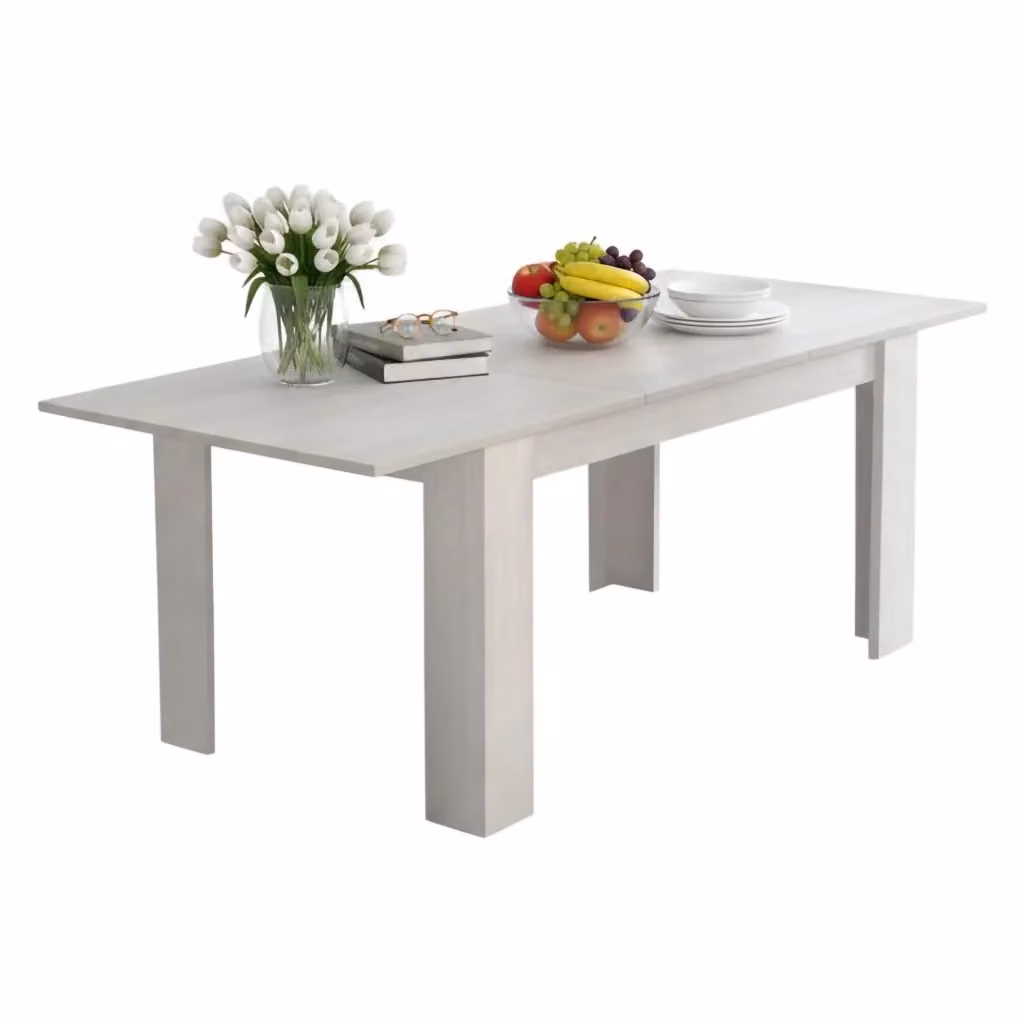 Tavolo da pranzo estensibile DMORA moderno in MDF e metallo bianco L: 140 cm, P: 88 cm, H: 75 cm – 2