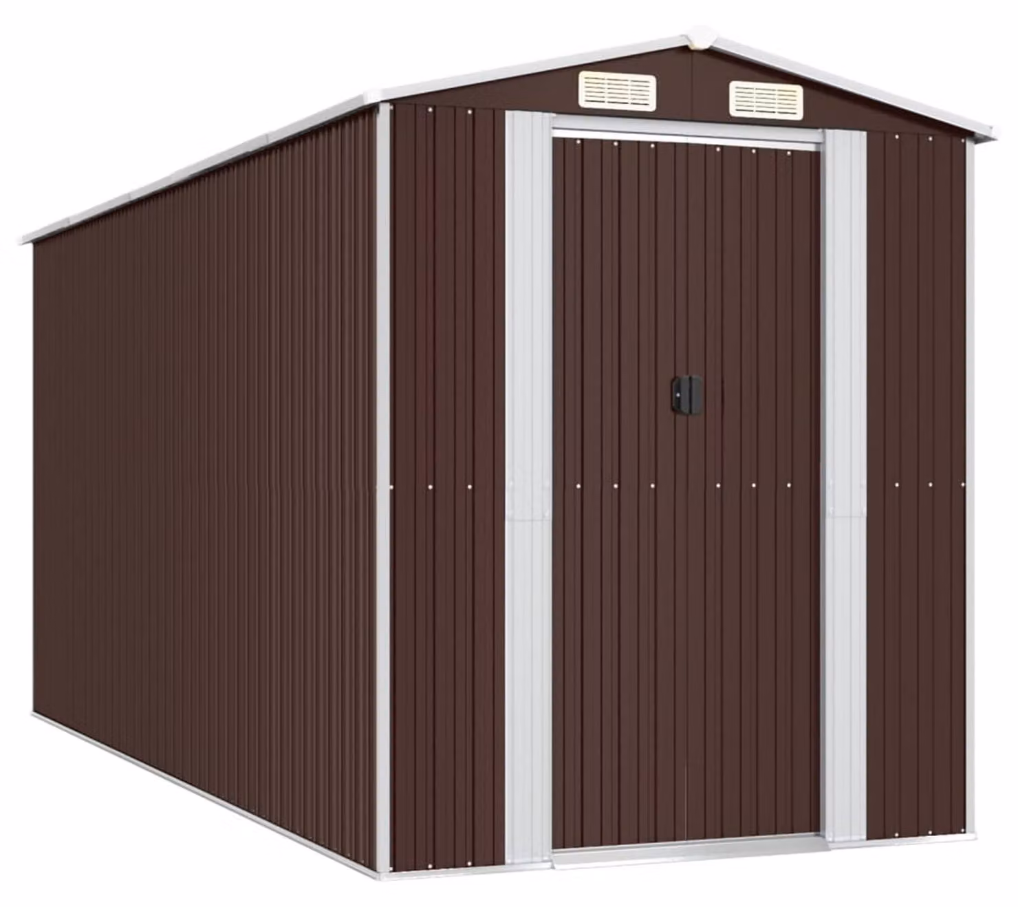 Capanno per attrezzi - Acciaio zincato, colore marrone scuro - 192x440x223 cm