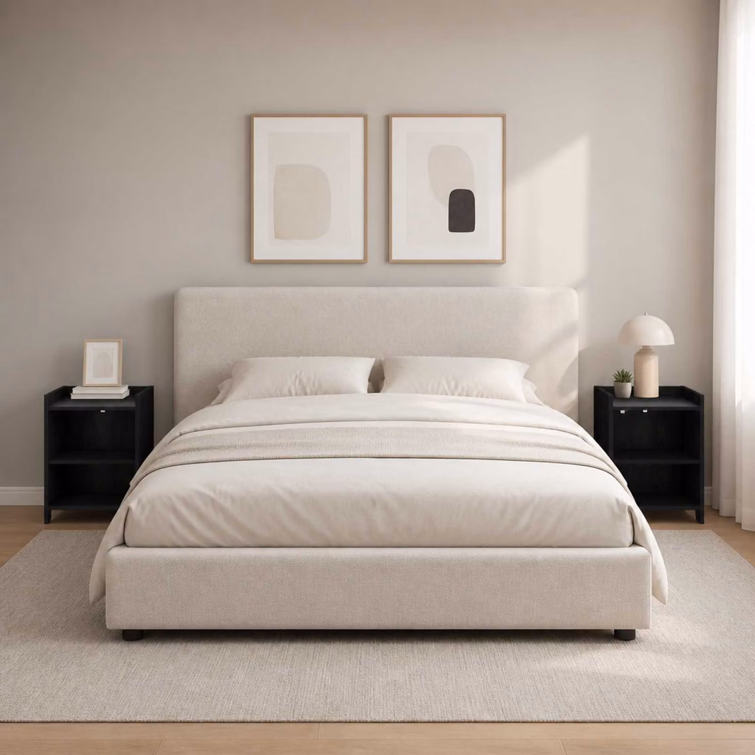 Set di 2 comodini moderni vidaXL in legno MDF nero opaco L/P/H: 40 x 30 x 60 cm