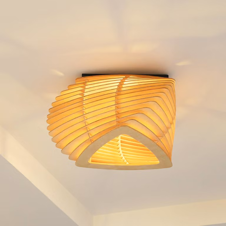 Plafoniera soffitto Sanza Lindby, dimmerabile, Legno chiaro, Soggiorno / Sala da pranzo, Legno, Design, Plafoniera