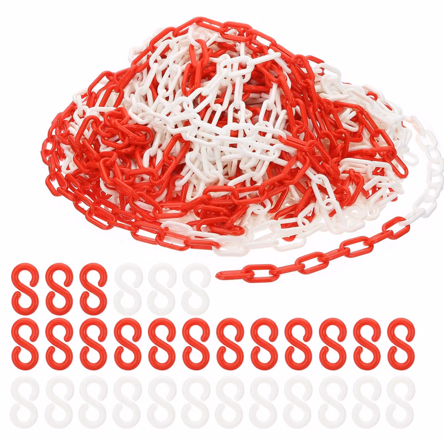 Catena di delimitazione in plastica, lunghezza 43 metri, colore rosso e bianco, dimensioni 35x20x6 mm