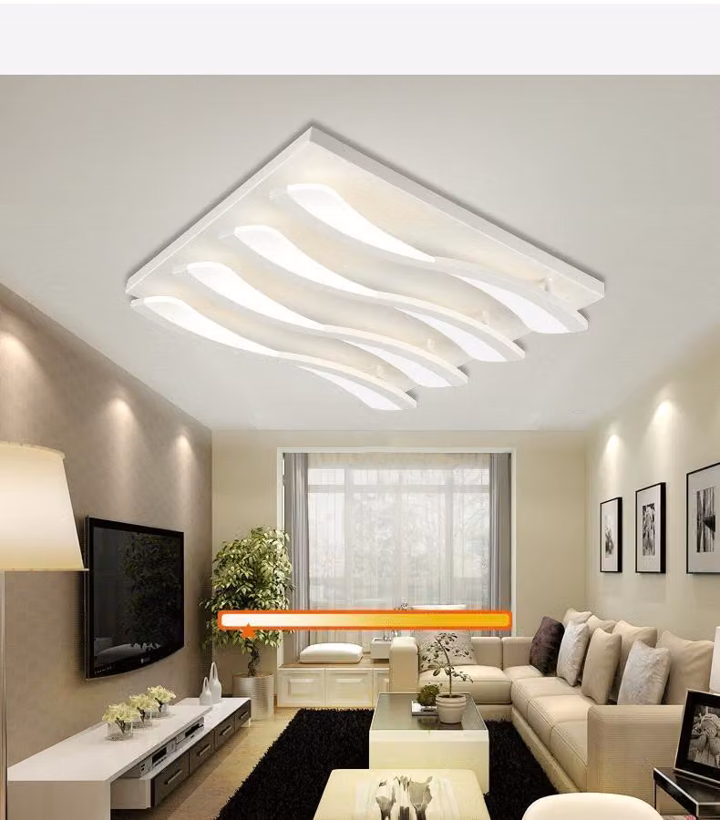 Lampada da soffitto LED 8028-66, dimensioni 66x66 cm, con telecomando. Colore e intensità della luce regolabili. Paralume in acrilico. Classe energetica A+