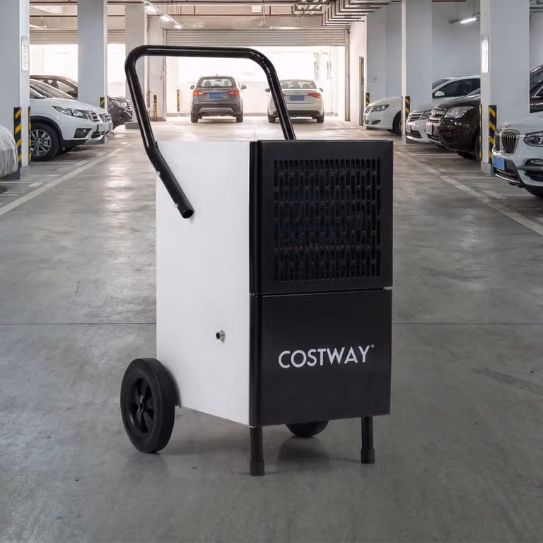 Deumidificatore industriale Costway bianco con pompa integrata per spazi fino a 70 m2