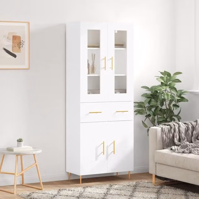 Credenza Bianca 69,5x34x180 cm in Legno Multistrato 3198521
