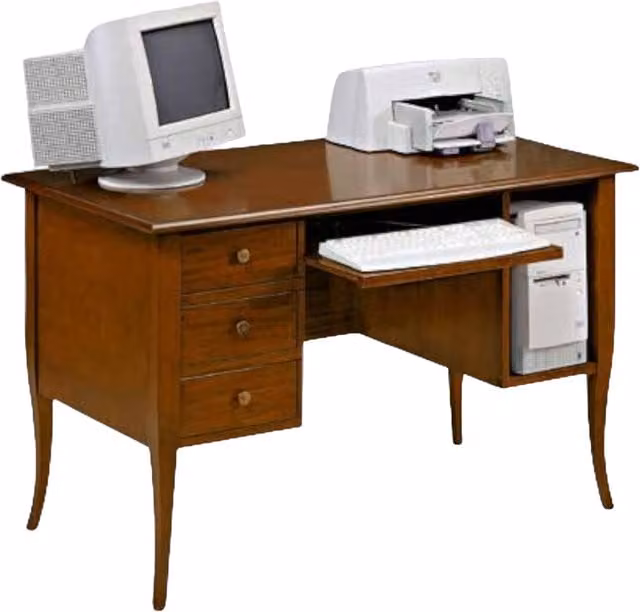 Scrivania in legno con 3 cassetti Mobili 2G colore noce L: 130 cm, P: 75 cm, H: 81 cm – 1