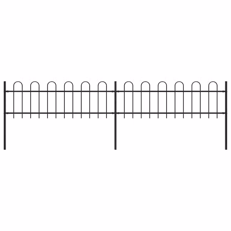 Recinzione da giardino vidaXL in acciaio con parte superiore ad anello, colore nero, L: 337 cm, H: 60 cm