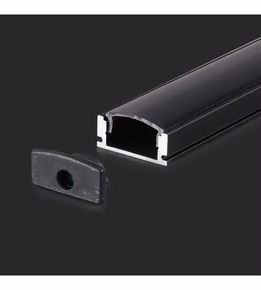 Profilo in Alluminio Lineari Colore Nero per Strip LED 2000 x 17,4 x 7mm
