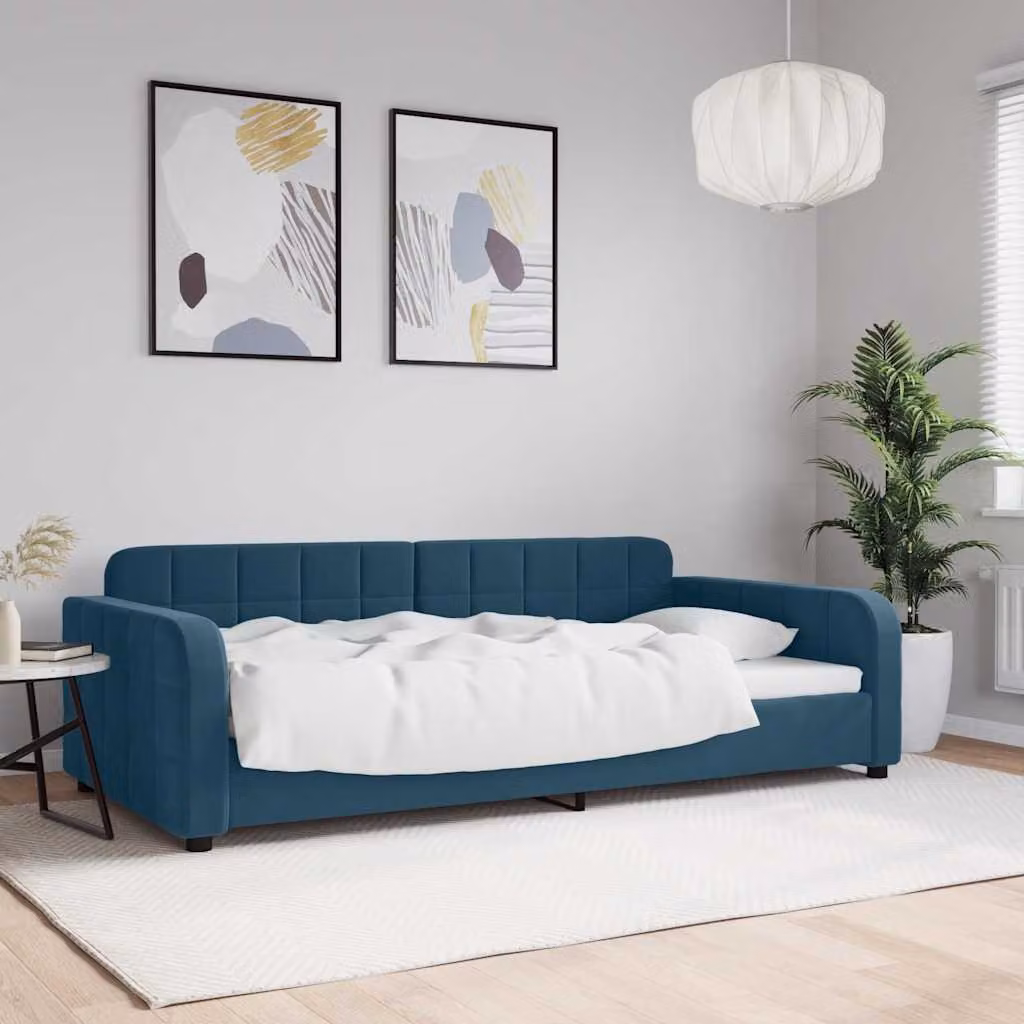 Letto da giorno vidaXL in velluto blu con struttura moderna L: 100 cm, P: 200 cm, H: 71 cm