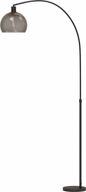 HOMCOM Lampada da Terra ad Arco con Interruttore a Pedale, in Marmo, Ferro e Plastica, 90x26x180 cm, Nero e Grigio Fumo   Aosom Italy